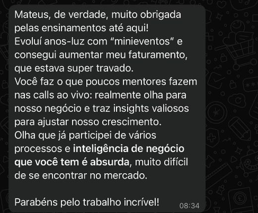 Depoimento de mentorado do Reino